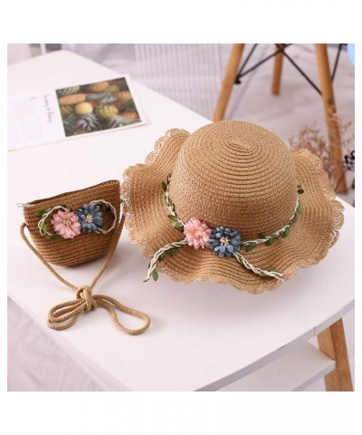 Hat and Bag Set, Toddler Girl Summer Wide Brim Beach Hat with Flower and Shoulder Purse Bag Independence Day Birthday Khaki $...