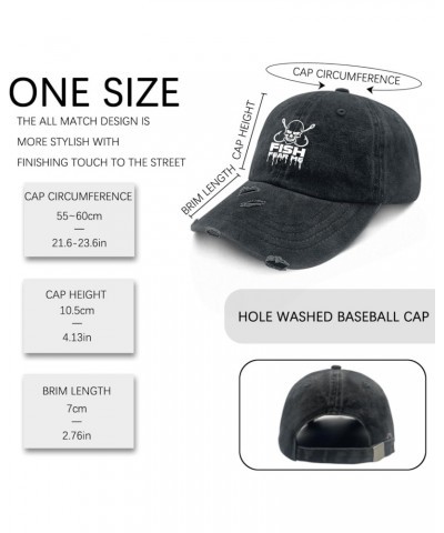 Fish Fear Me Hat for Men Washed Distressed Baseball Caps Vintage Washed Workout Hat Light Weight $13.67 Baseball Caps