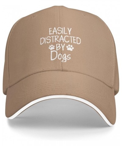 Women's and Men's Baseball Caps Easily Distracted by Dogs Original Dad Hat Adjustable Casquette Cap Natural $10.65 Baseball Caps