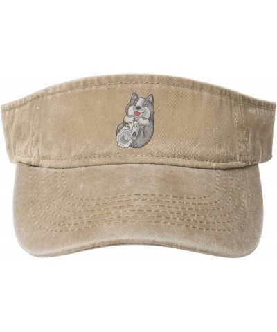 A Cute Dog is Tumbling Sun Visor Hats for Women Men Sun Hat Cotton Golf Hat Vintage Baseball Cap Natural $14.29 Visors