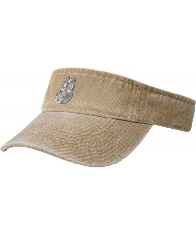 A Cute Dog is Tumbling Sun Visor Hats for Women Men Sun Hat Cotton Golf Hat Vintage Baseball Cap Natural $14.29 Visors