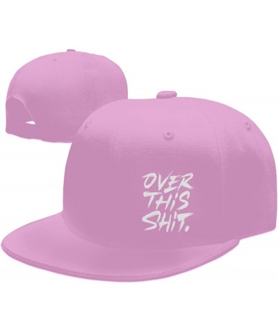 Over This Shit Hat Flat Bill Baseball Cap Hip Hop Style Flat Visor Hats Adjustable Outdoor Black Cap Unisex Pink $11.13 Baseb...