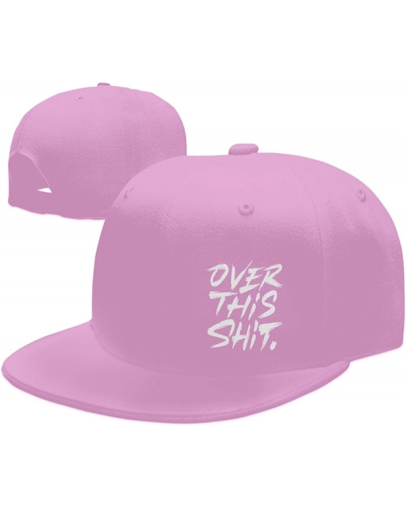 Over This Shit Hat Flat Bill Baseball Cap Hip Hop Style Flat Visor Hats Adjustable Outdoor Black Cap Unisex Pink $11.13 Baseb...