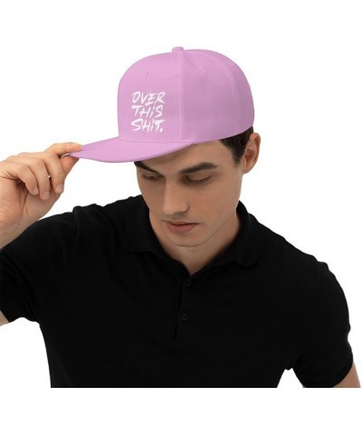 Over This Shit Hat Flat Bill Baseball Cap Hip Hop Style Flat Visor Hats Adjustable Outdoor Black Cap Unisex Pink $11.13 Baseb...