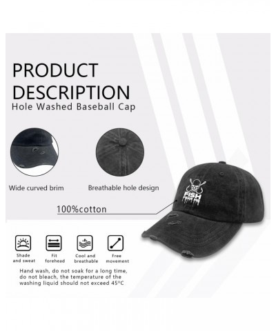 Fish Fear Me Hat for Men Washed Distressed Baseball Caps Vintage Washed Workout Hat Light Weight $13.67 Baseball Caps