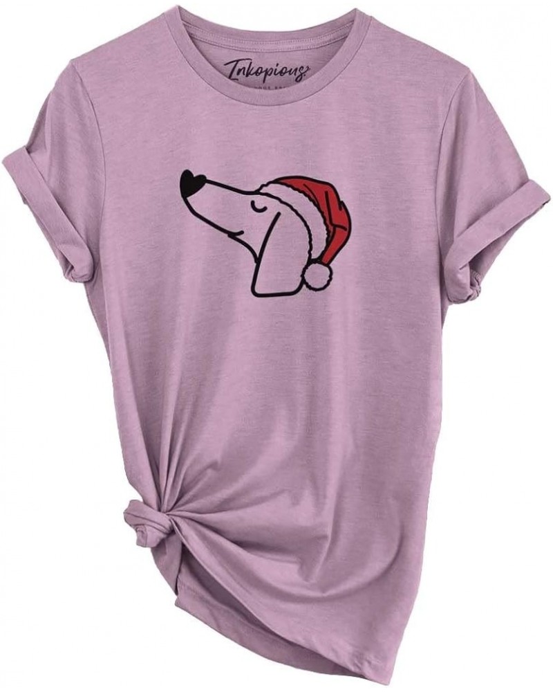 Santa Hat Dachshund T-Shirt Unisex Orchid Crewneck $18.75 Skullies & Beanies