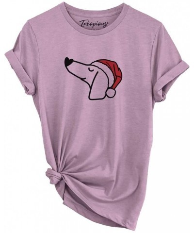 Santa Hat Dachshund T-Shirt Unisex Orchid Crewneck $18.75 Skullies & Beanies