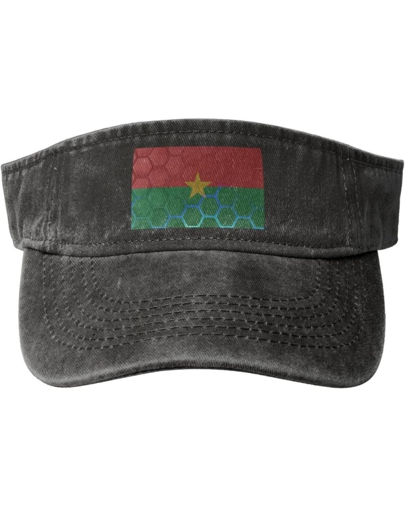 Flag of Burkina Faso Sun Visor Hats for Women Men Adjustable Sports Sun Hats Cotton Golf Cap Black $11.90 Visors