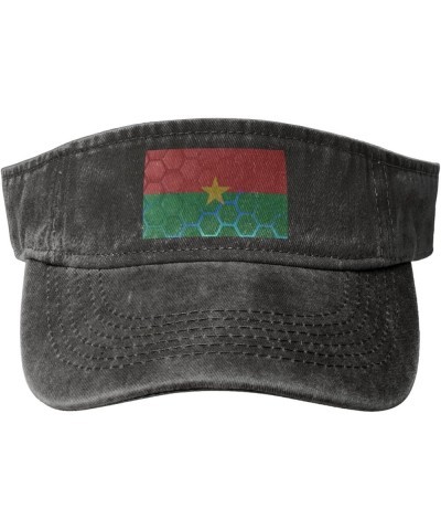 Flag of Burkina Faso Sun Visor Hats for Women Men Adjustable Sports Sun Hats Cotton Golf Cap Black $11.90 Visors