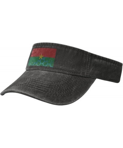 Flag of Burkina Faso Sun Visor Hats for Women Men Adjustable Sports Sun Hats Cotton Golf Cap Black $11.90 Visors