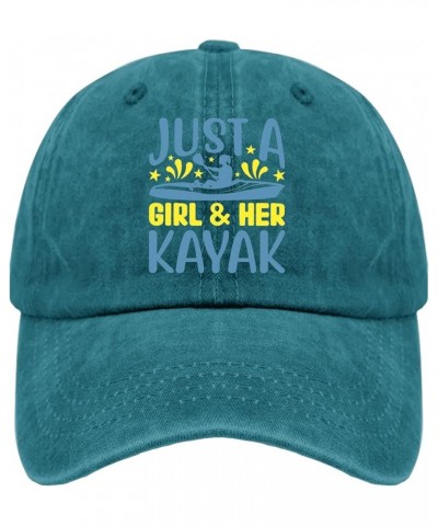 Just A Girl and Her Kayak Hat for Women Baseball Caps Cool Washed Workout Hat Light Weight Cyan Blue $11.20 Baseball Caps