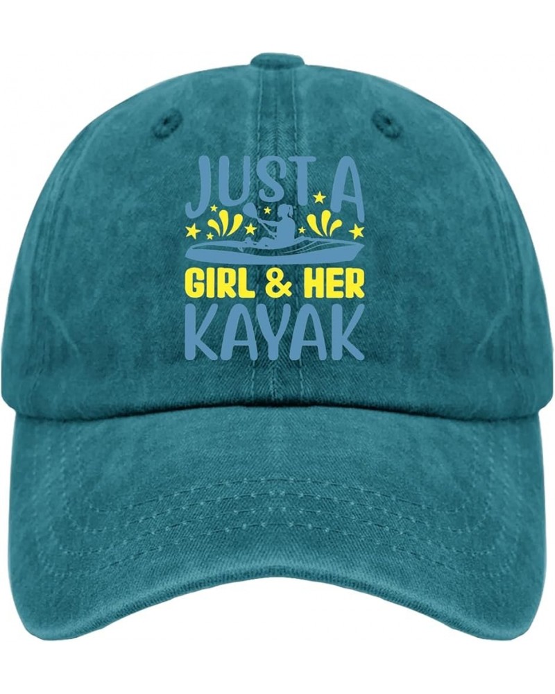 Just A Girl and Her Kayak Hat for Women Baseball Caps Cool Washed Workout Hat Light Weight Cyan Blue $11.20 Baseball Caps