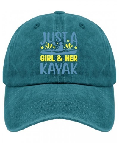 Just A Girl and Her Kayak Hat for Women Baseball Caps Cool Washed Workout Hat Light Weight Cyan Blue $11.20 Baseball Caps