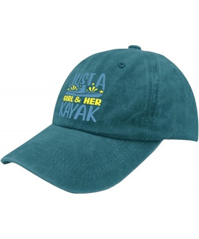 Just A Girl and Her Kayak Hat for Women Baseball Caps Cool Washed Workout Hat Light Weight Cyan Blue $11.20 Baseball Caps