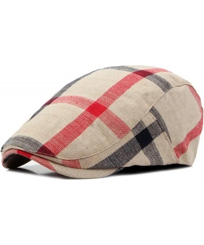 Spring Summer Cotton Plaid Newsboy Caps Flat Peaked Cap Men and Women Painter Beret Hats C3 $11.82 Newsboy Caps