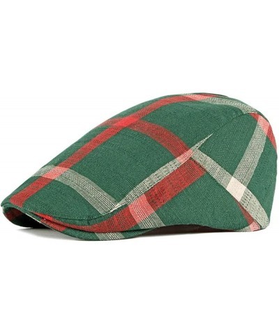 Spring Summer Cotton Plaid Newsboy Caps Flat Peaked Cap Men and Women Painter Beret Hats C3 $11.82 Newsboy Caps