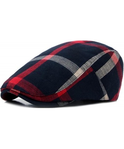 Spring Summer Cotton Plaid Newsboy Caps Flat Peaked Cap Men and Women Painter Beret Hats C3 $11.82 Newsboy Caps