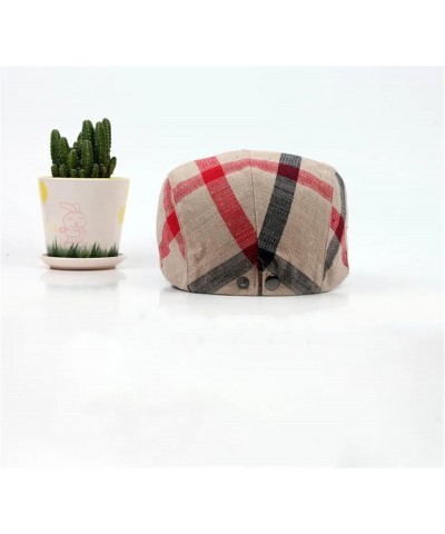 Spring Summer Cotton Plaid Newsboy Caps Flat Peaked Cap Men and Women Painter Beret Hats C3 $11.82 Newsboy Caps