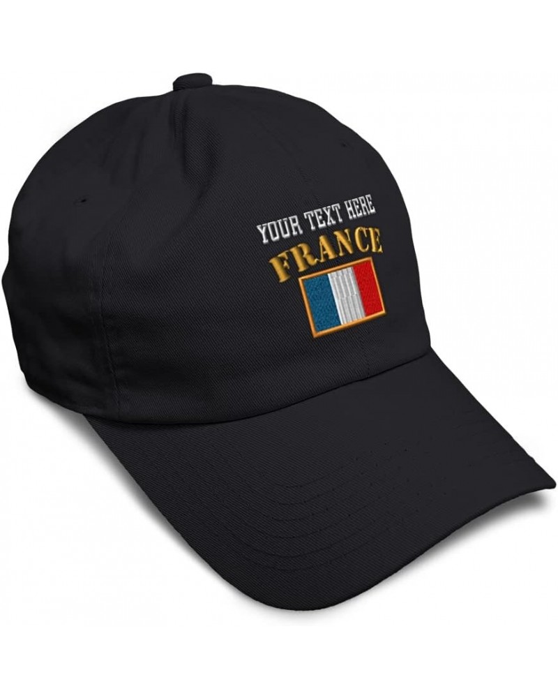 Soft Baseball Cap France Flag Embroidery Flags World Cup Soccer Cotton Embroidered Dad Hats for Men & Women Black Personalize...