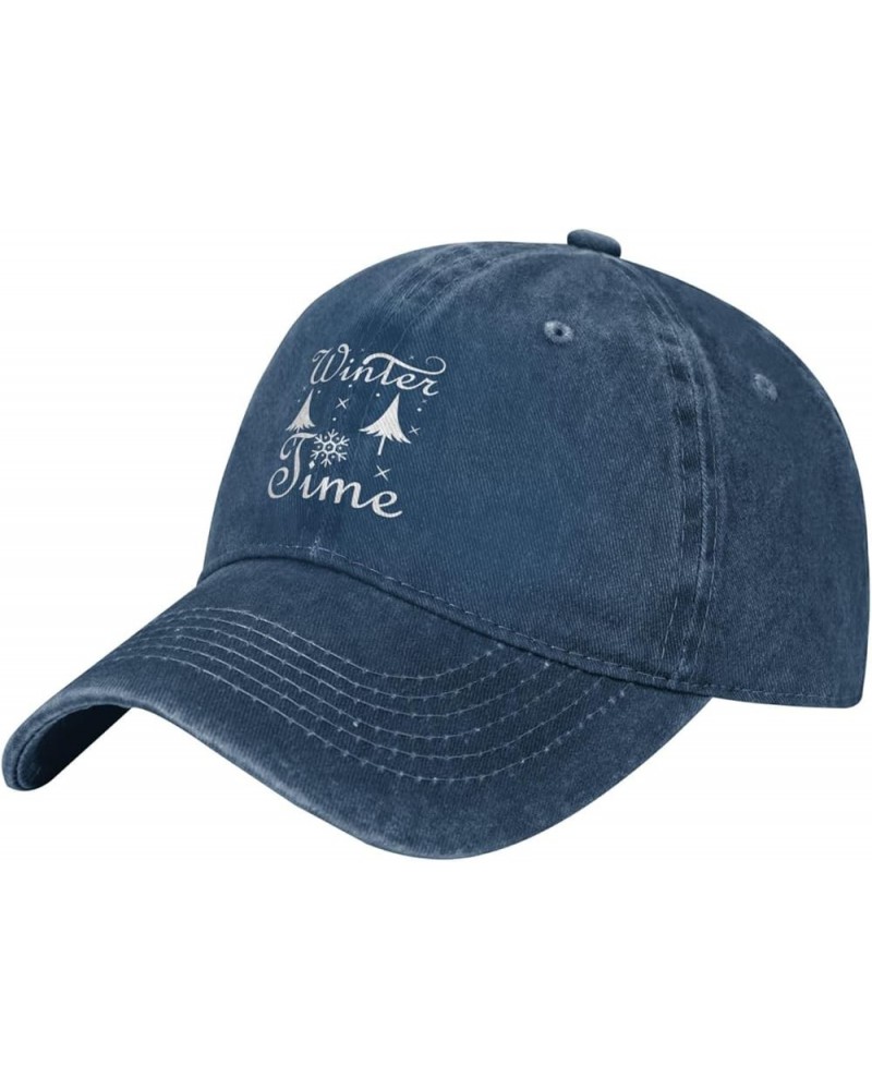 Winter Time Vintage Baseball Cap Women Men Trucker Caps Golf Dad Hats Navy Blue $12.30 Cowboy Hats