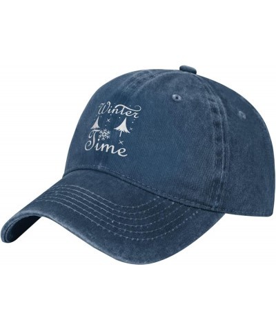 Winter Time Vintage Baseball Cap Women Men Trucker Caps Golf Dad Hats Navy Blue $12.30 Cowboy Hats