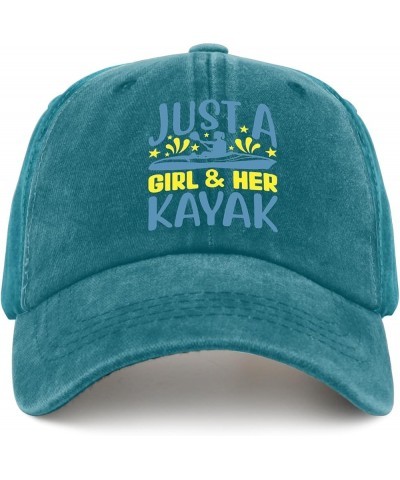 Just A Girl and Her Kayak Hat for Women Baseball Caps Cool Washed Workout Hat Light Weight Cyan Blue $11.20 Baseball Caps