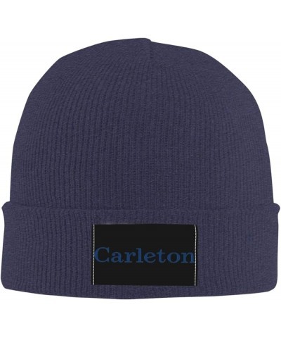 Carleton College Stretch Knit Hat for Men Women Winter Warm Cap Navy Blue $7.50 Skullies & Beanies