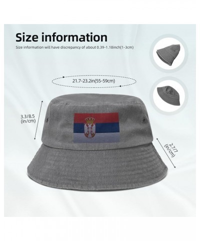 Flag of Serbia Knitting Effect Bucket Hat for Women Men Summer Travel Sun Hat Outdoor Cap Funny Bucket Hats Gray $10.23 Bucke...