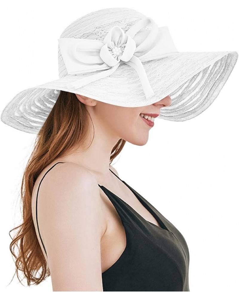 Womens Summer Dress Hat Wide Leaf Flower Bridal Shower Hat Sun Hats Beach Hat Summer Hats for Beach Grey $9.49 Sun Hats