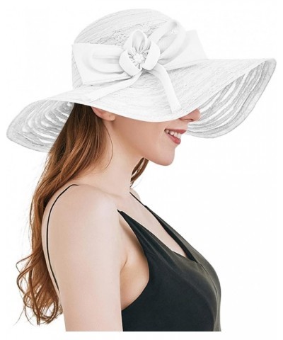 Womens Summer Dress Hat Wide Leaf Flower Bridal Shower Hat Sun Hats Beach Hat Summer Hats for Beach Grey $9.49 Sun Hats