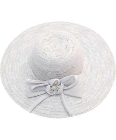 Womens Summer Dress Hat Wide Leaf Flower Bridal Shower Hat Sun Hats Beach Hat Summer Hats for Beach Grey $9.49 Sun Hats