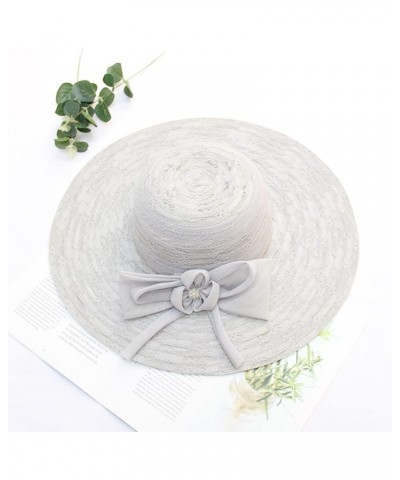 Womens Summer Dress Hat Wide Leaf Flower Bridal Shower Hat Sun Hats Beach Hat Summer Hats for Beach Grey $9.49 Sun Hats