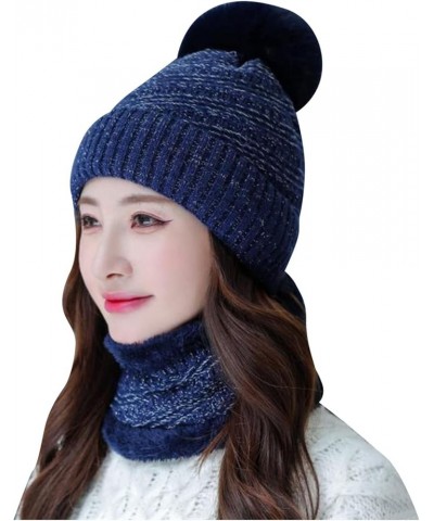 Womens Beanie Winter Hat Oversized Warm Slouchy Chunky Cable Knit Hats Cuffed Soft Cold Weather Caps Navy $11.21 Skullies & B...