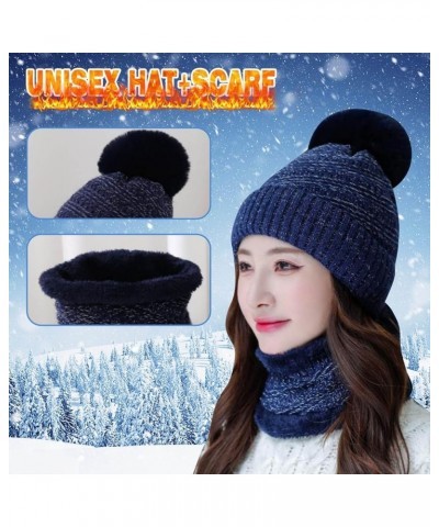 Womens Beanie Winter Hat Oversized Warm Slouchy Chunky Cable Knit Hats Cuffed Soft Cold Weather Caps Navy $11.21 Skullies & B...