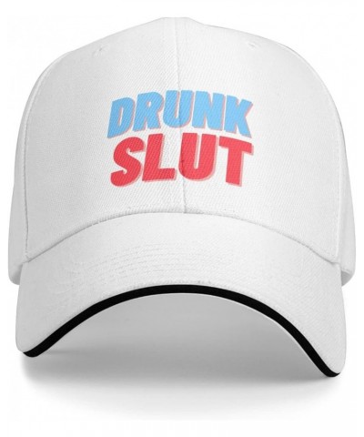 Funny Drunk Slut Hat Drunk Slutty Trucker Hat Drunk Slut Baseball Cap for Running Golf Sport Black White $11.39 Baseball Caps