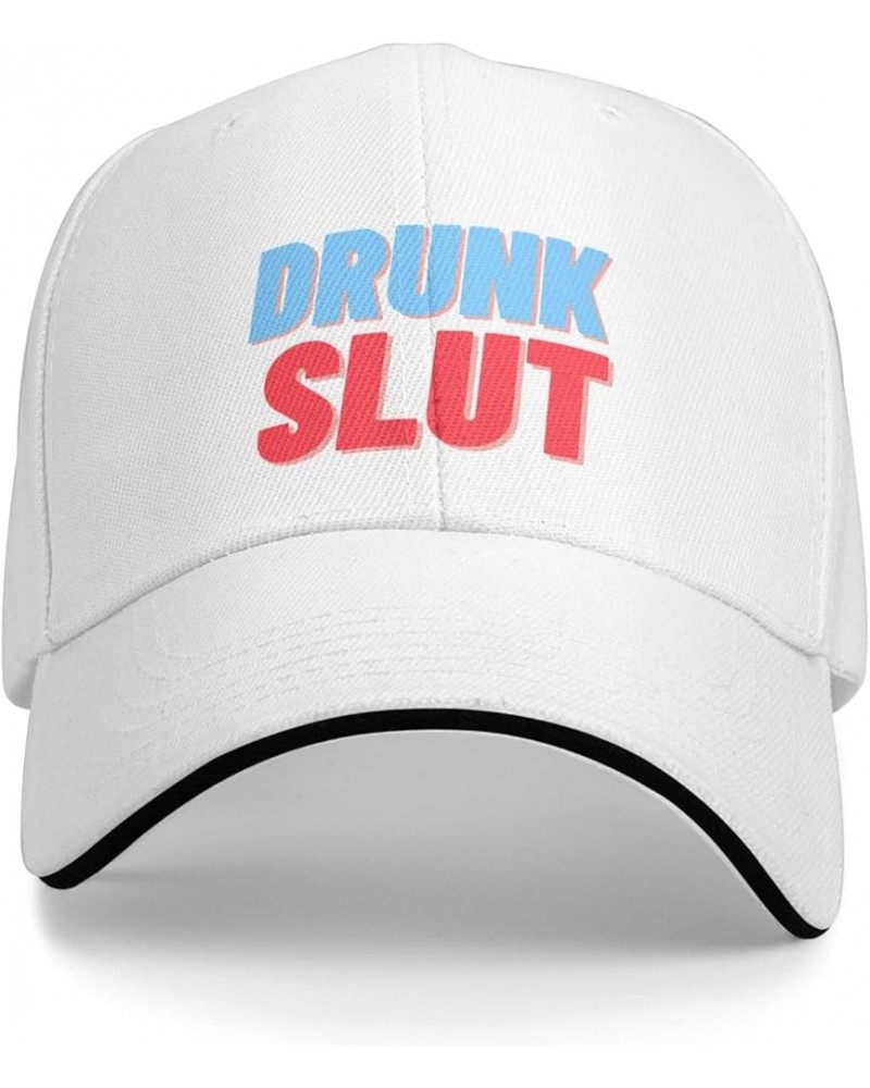 Funny Drunk Slut Hat Drunk Slutty Trucker Hat Drunk Slut Baseball Cap for Running Golf Sport Black White $11.39 Baseball Caps