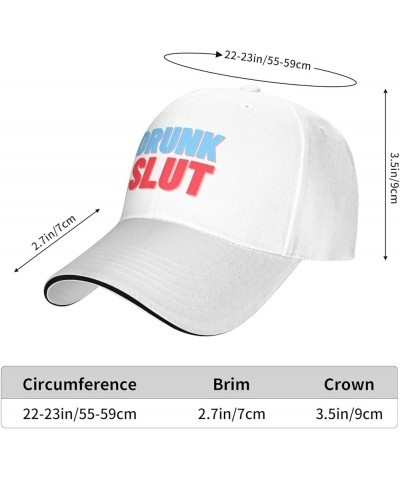 Funny Drunk Slut Hat Drunk Slutty Trucker Hat Drunk Slut Baseball Cap for Running Golf Sport Black White $11.39 Baseball Caps