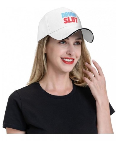 Funny Drunk Slut Hat Drunk Slutty Trucker Hat Drunk Slut Baseball Cap for Running Golf Sport Black White $11.39 Baseball Caps