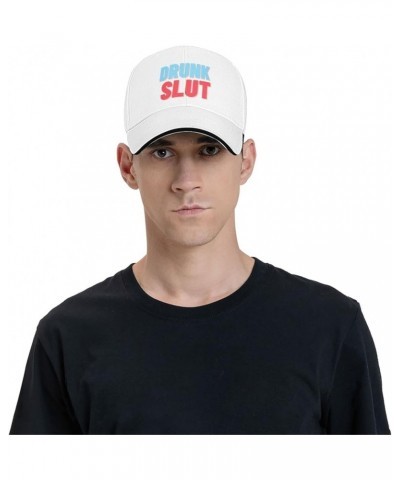 Funny Drunk Slut Hat Drunk Slutty Trucker Hat Drunk Slut Baseball Cap for Running Golf Sport Black White $11.39 Baseball Caps