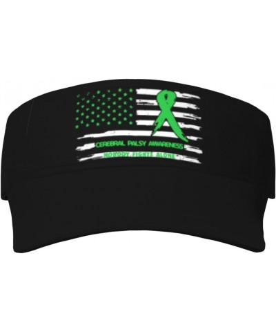 Cerebral Palsy Awareness America Flag Green Ribbon Visor Cap Adjustable Uv Protection Sun Visor Hats Empty Top Baseball Hat f...