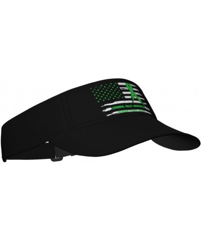 Cerebral Palsy Awareness America Flag Green Ribbon Visor Cap Adjustable Uv Protection Sun Visor Hats Empty Top Baseball Hat f...