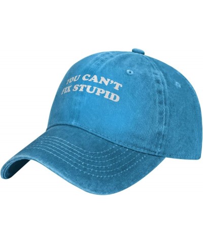 You Can't Fix Stupid Unisex Adjustable Cowboy Hat Outdoor Travel Casual Hat Sandwich Hat Blue $13.23 Cowboy Hats