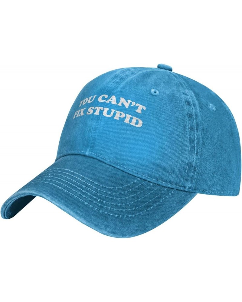 You Can't Fix Stupid Unisex Adjustable Cowboy Hat Outdoor Travel Casual Hat Sandwich Hat Blue $13.23 Cowboy Hats