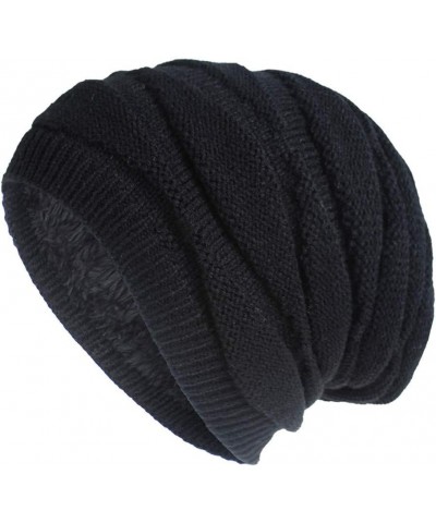 Unisex Cable Knit Beanie Hat Warm Cozy Knitted Cuffed Skull Cap Unisex Gifts for Men Women Black-a $7.67 Skullies & Beanies