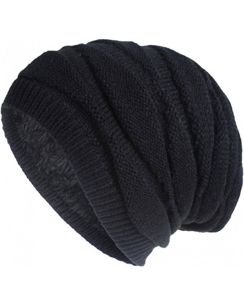 Unisex Cable Knit Beanie Hat Warm Cozy Knitted Cuffed Skull Cap Unisex Gifts for Men Women Black-a $7.67 Skullies & Beanies