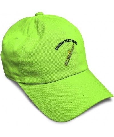 Soft Baseball Cap Trombone Embroidery General Music Trombone Twill Cotton Dad Hats for Men & Women Lime Personalized Text Her...