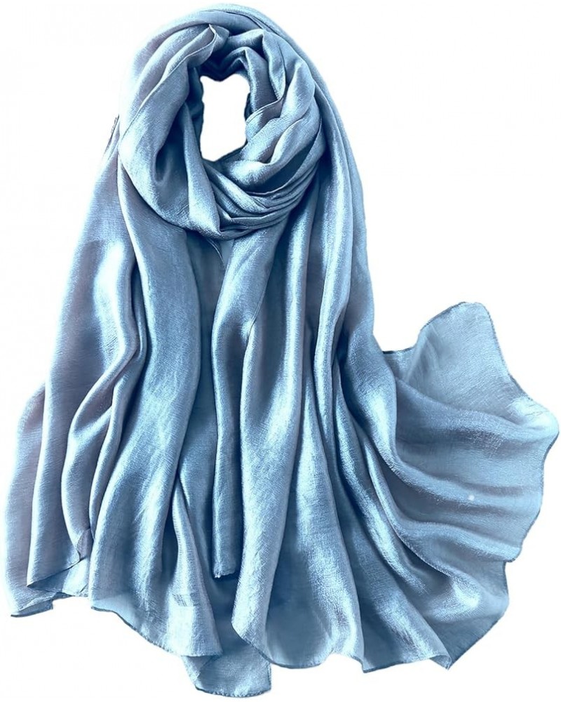 Women Solid Color Scarf, Long Lightweight Wraps Shawl Summer Sun-proof Beach Shawl Wrap Soft Fashion Scarf for Dresses Blue G...