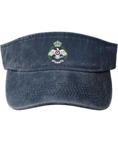 Royal Jordanian Air Force Sport Sun Visor Hats Adjustable Empty Top Baseball Cap Denim Cap Black Navy Blue $9.67 Visors