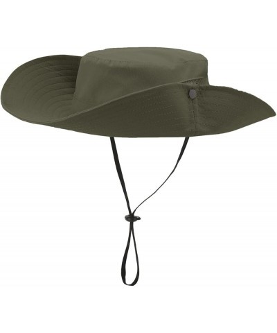 Women's Sun Hat UV Protection Foldable Mesh Wide Brim Hiking Travel Ponytail Fishing Hat Army Green $8.69 Sun Hats