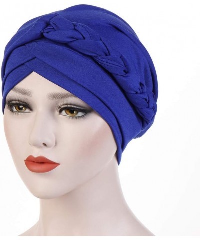 Pretied Turban Head Wraps for Women Braid Head Scarf Hats Stretchy Islam Muslim Cancer Hats for Women Chemo Blue $6.89 Skulli...